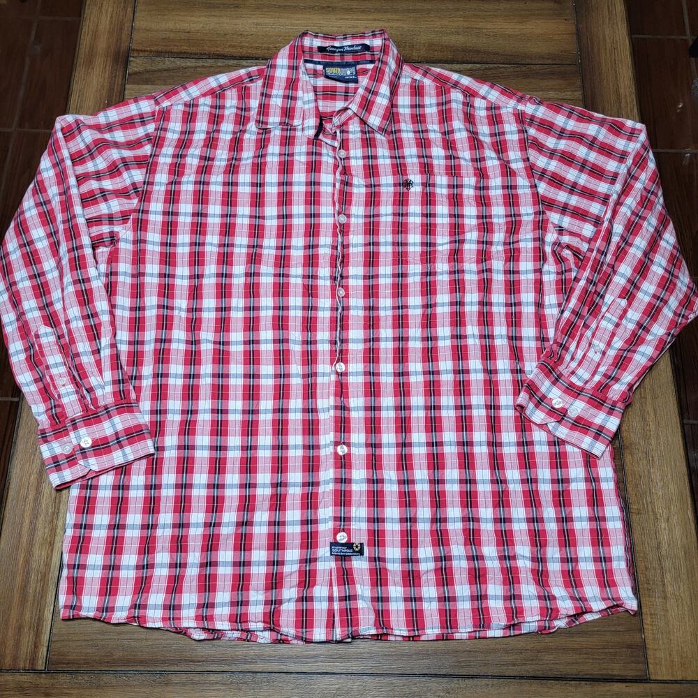 SouthPole LS Red Plaid Full Button Shirt - Size 3XL